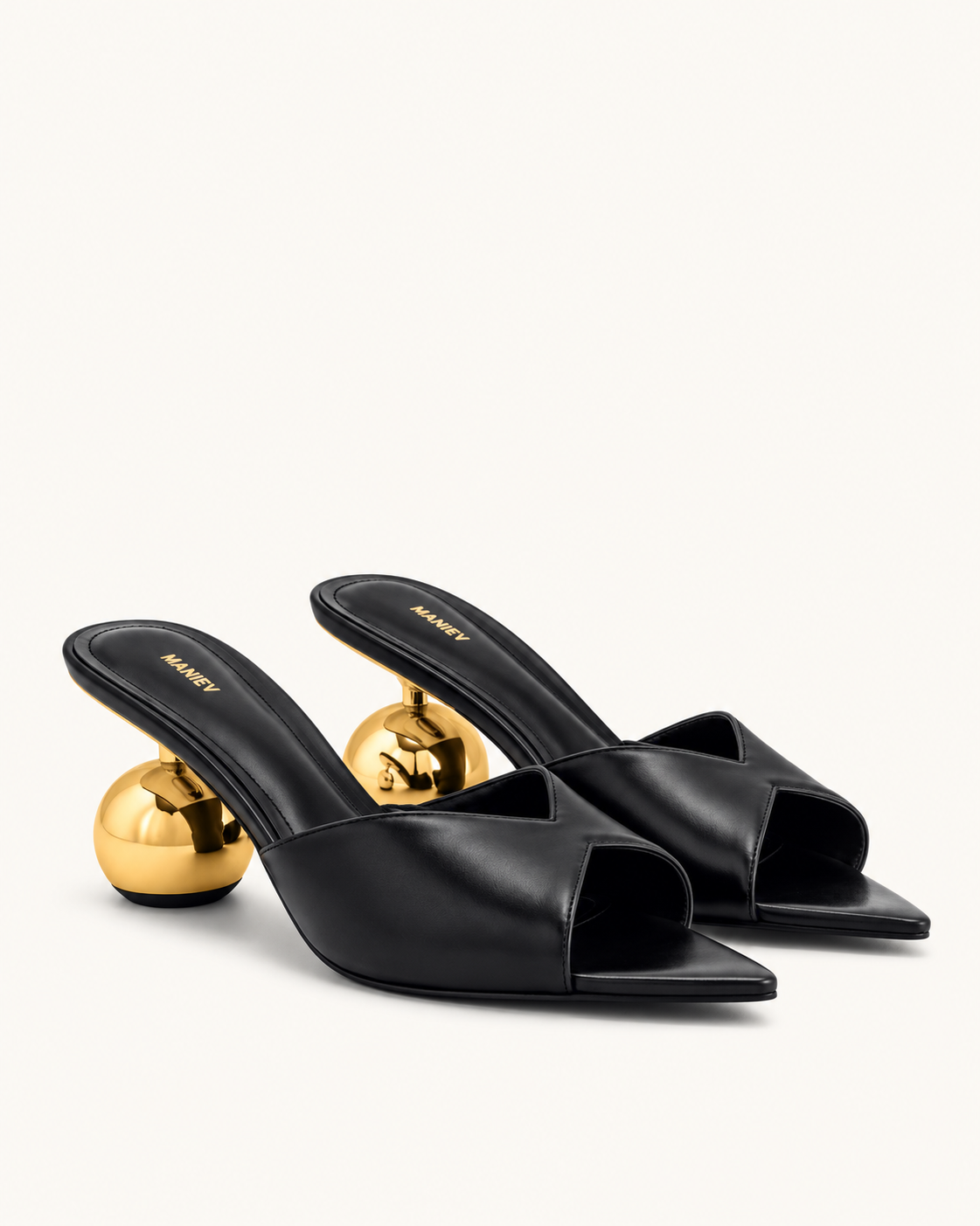 Ellie Sphere Heel Mules - Black
