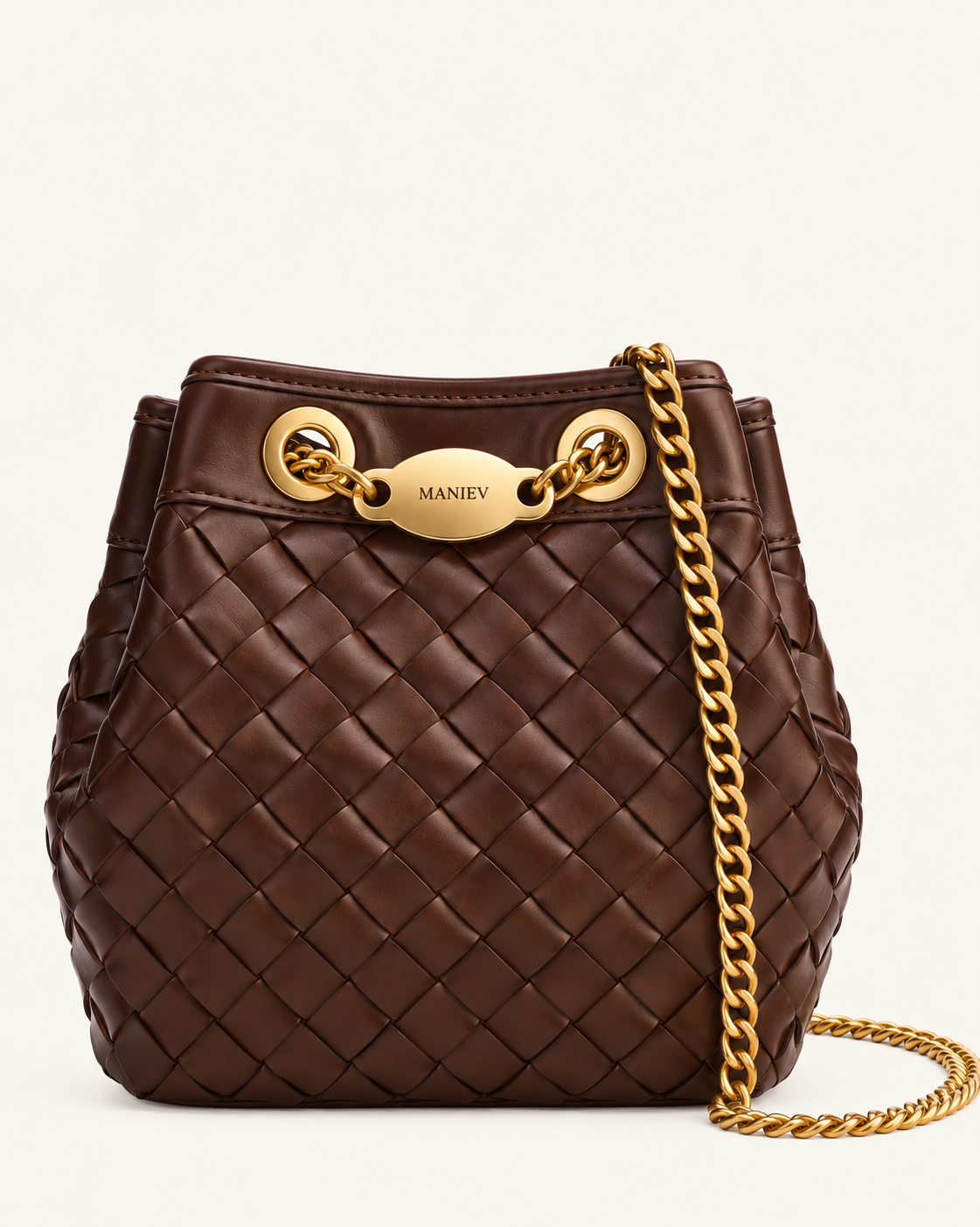 Yara Hand-Woven Bucket Bag - Dark Brown