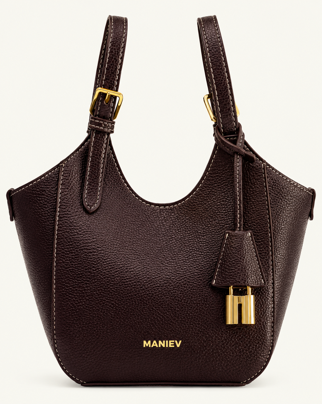 Ines Padlock Tote Bag - Dark Brown