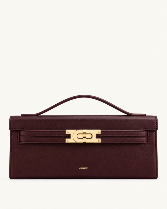 Bria Structured Top Handle Bag - Deep Burgundy