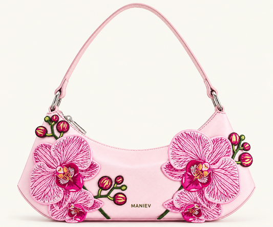 Lily Orchid Embroidered Shoulder Bag - Pink