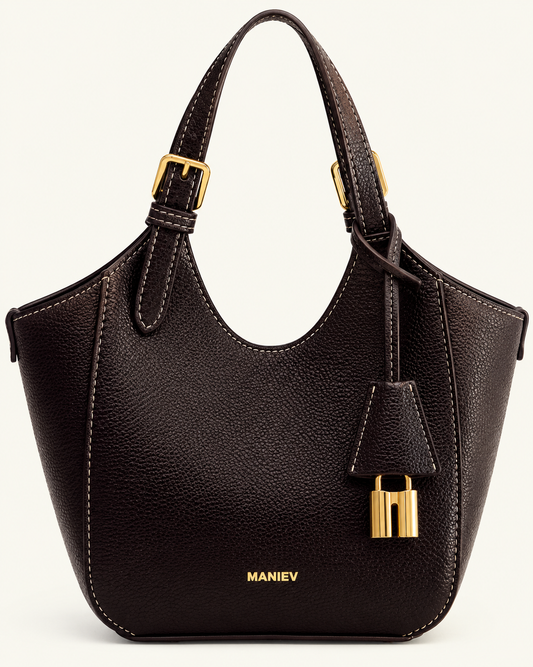 Ines Padlock Tote Bag - Dark Brown