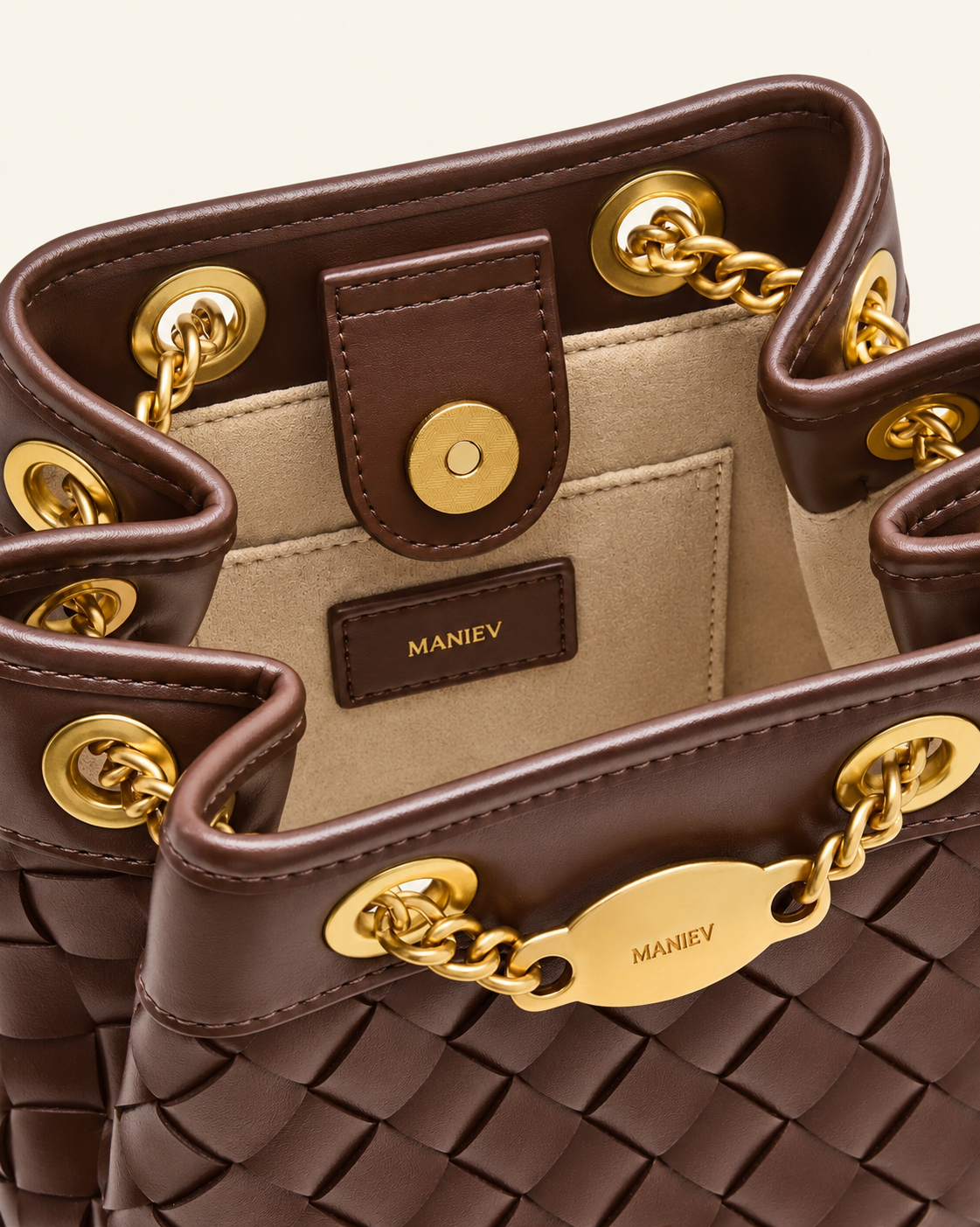 Yara Hand-Woven Bucket Bag - Dark Brown