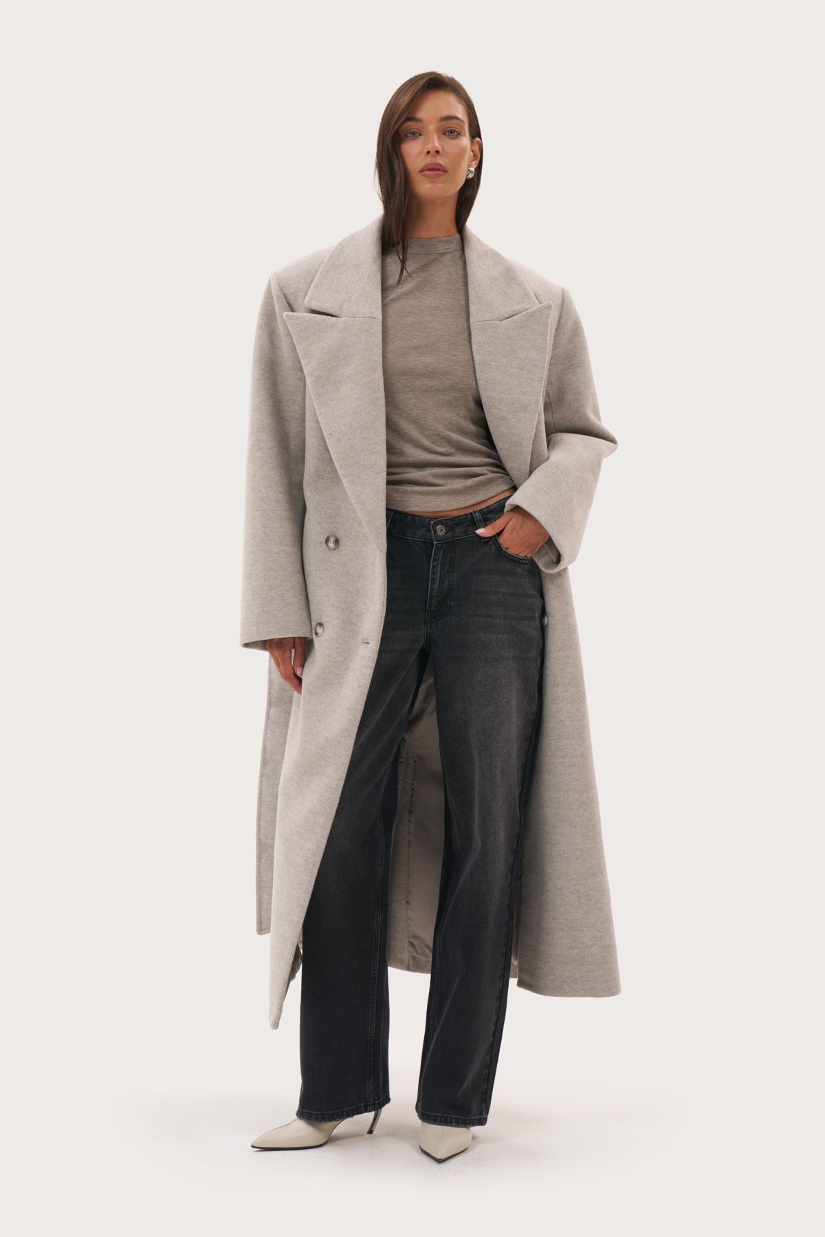 Wren Double Breasted Coat - Grey