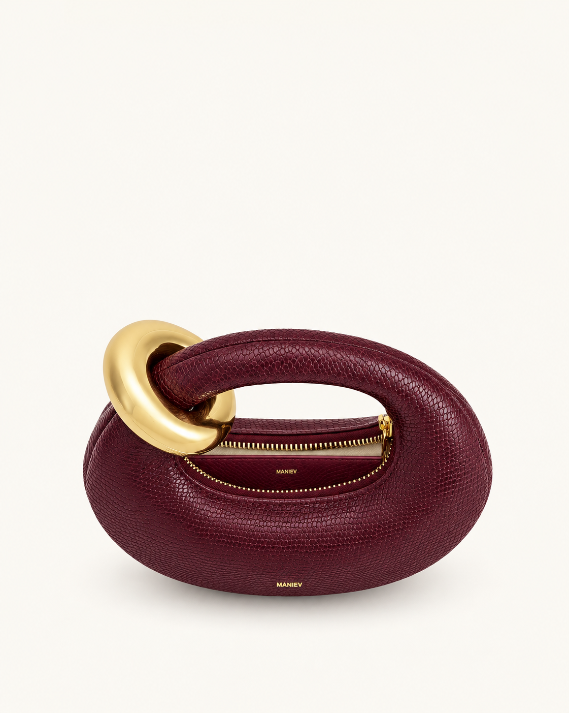 Abacus Faux Snake-Effect Mini Top Handle Bag - Burgundy