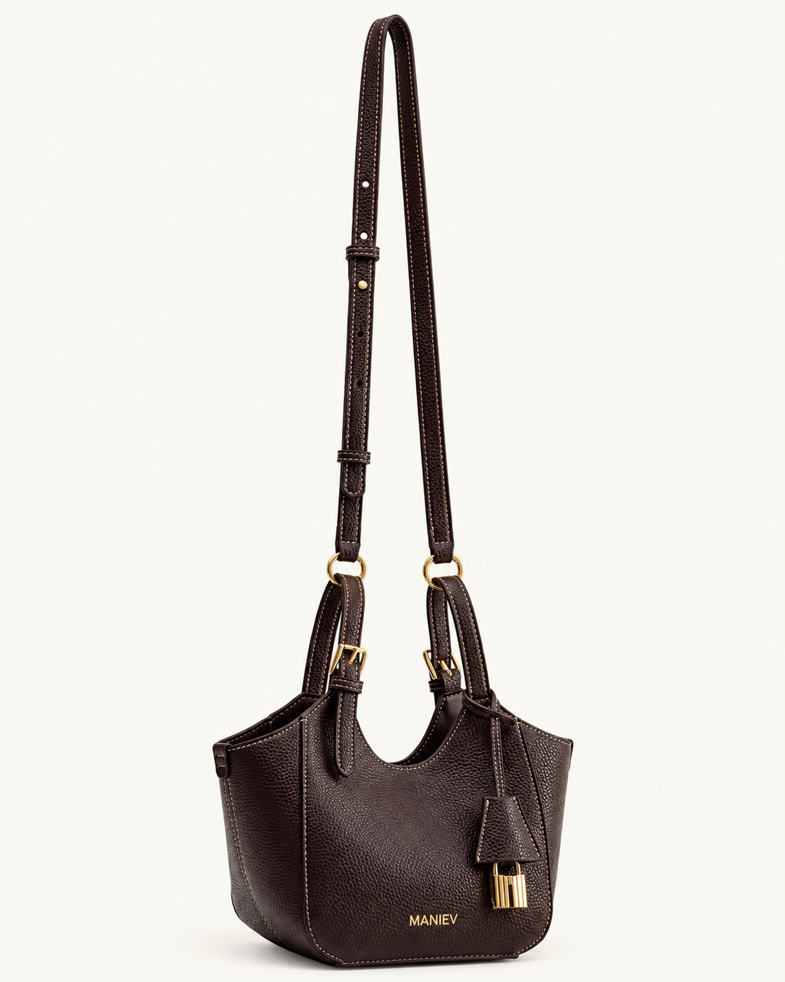 Ines Padlock Tote Bag - Dark Brown