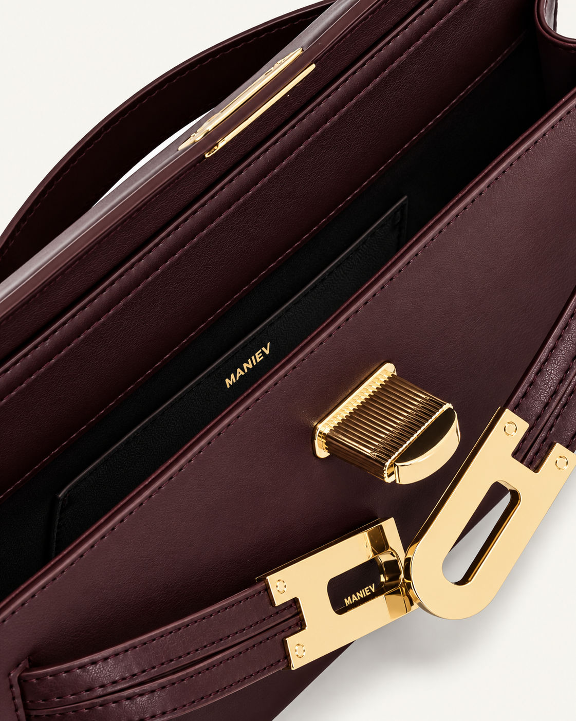 Bria Structured Top Handle Bag - Deep Burgundy