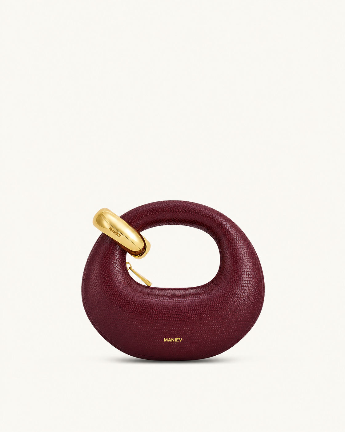 Abacus Faux Snake-Effect Mini Top Handle Bag - Burgundy