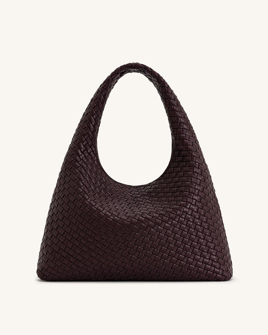 Laura Woven Shoulder Bag - Deep Burgundy