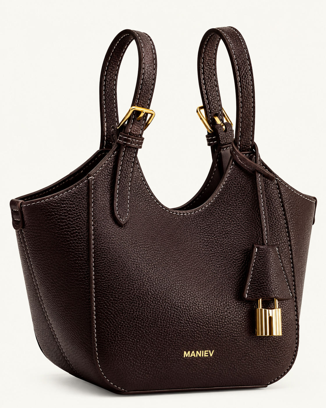 Ines Padlock Tote Bag - Dark Brown