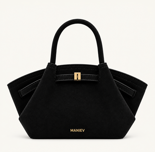 Hana Mini Faux Suede Tote Bag - Black