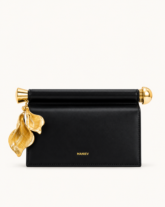 Holly Metal Pendant Embellished Clutch - Black