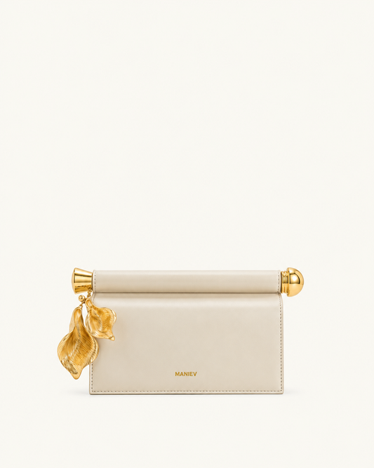 Holly Metal Pendant Embellished Clutch - White