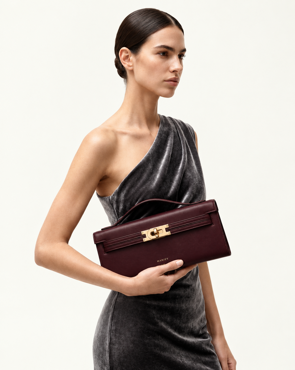 Bria Structured Top Handle Bag - Deep Burgundy