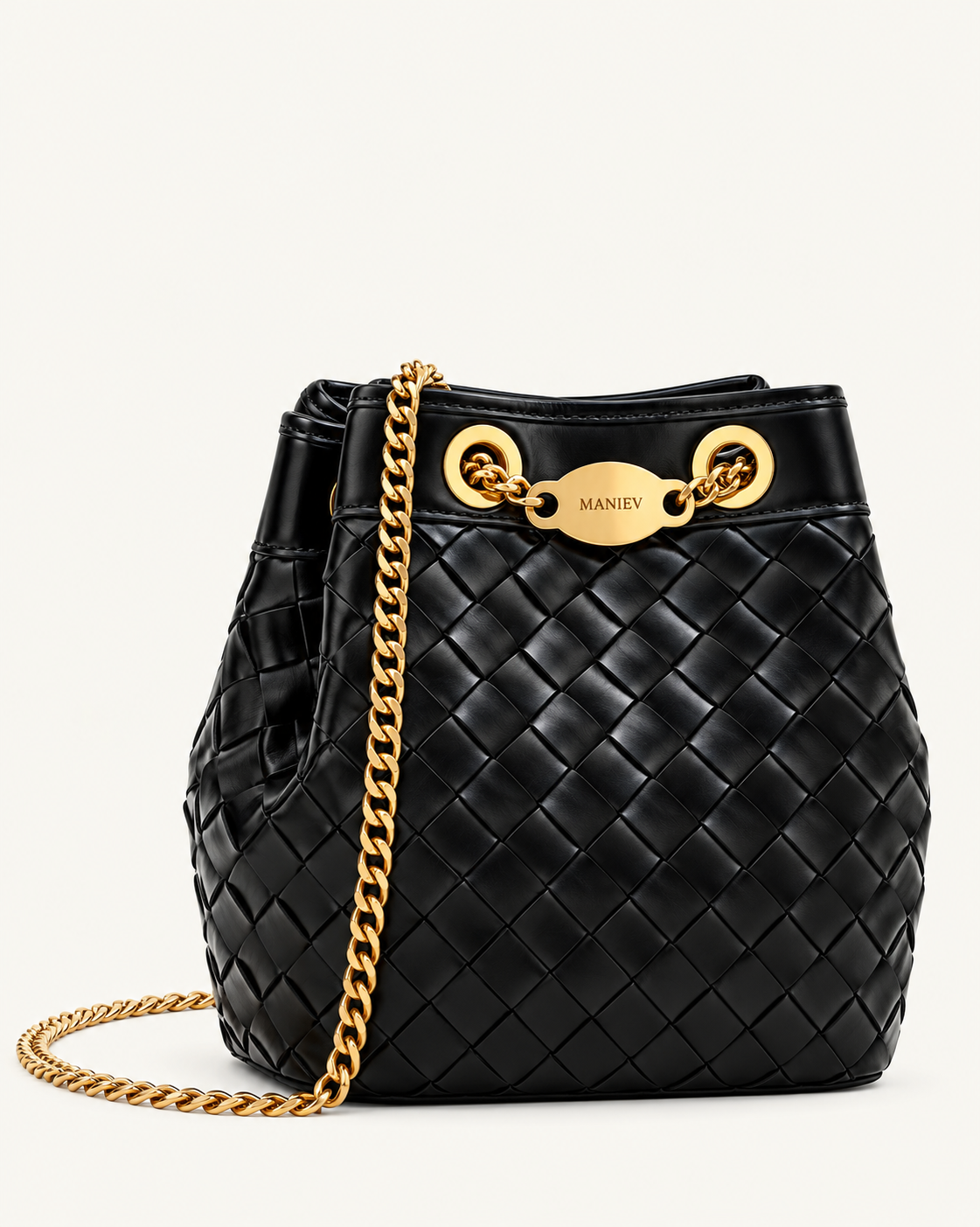 Yara Hand-Woven Bucket Bag - Black