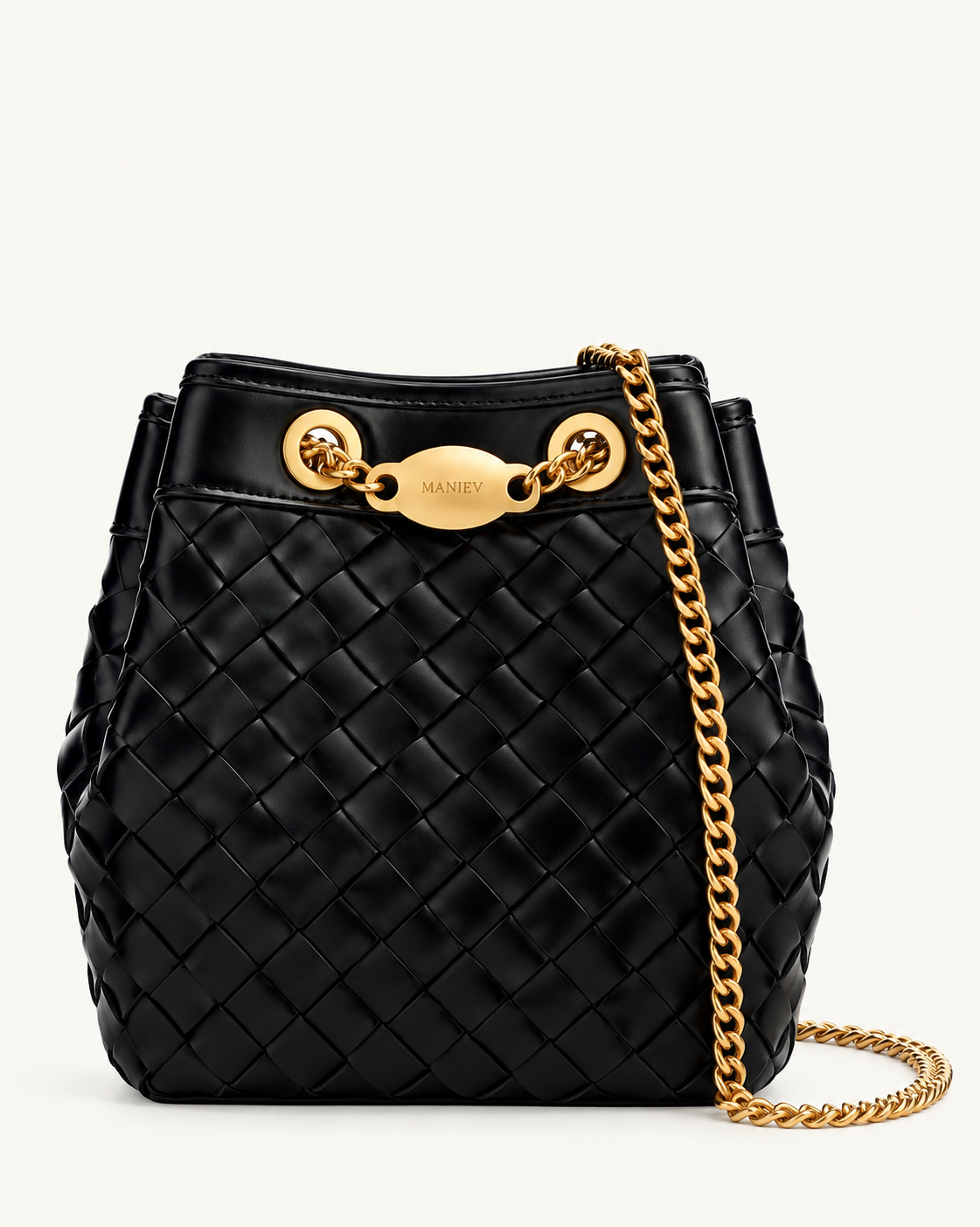 Yara Hand-Woven Bucket Bag - Black
