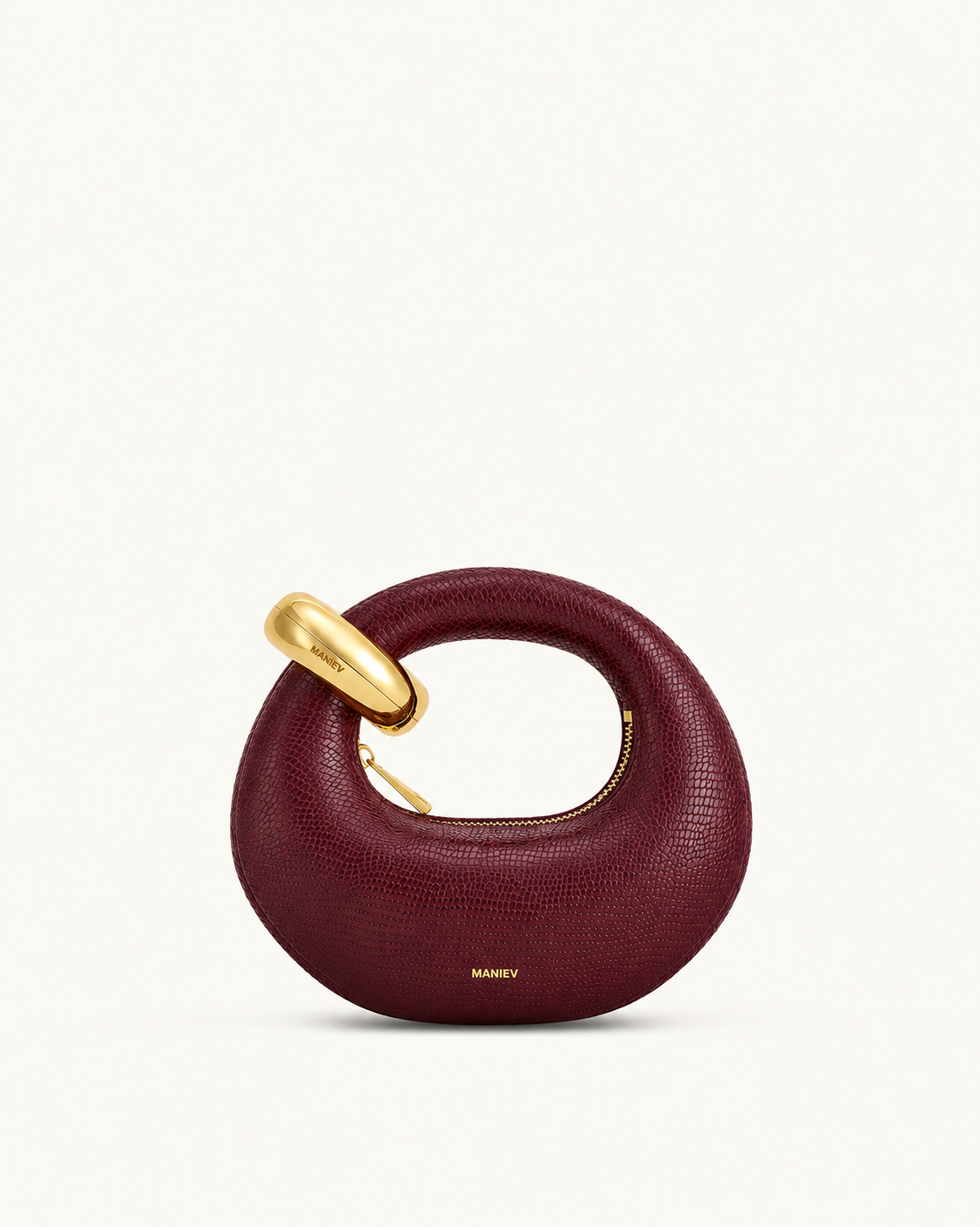 Abacus Faux Snake-Effect Mini Top Handle Bag - Burgundy