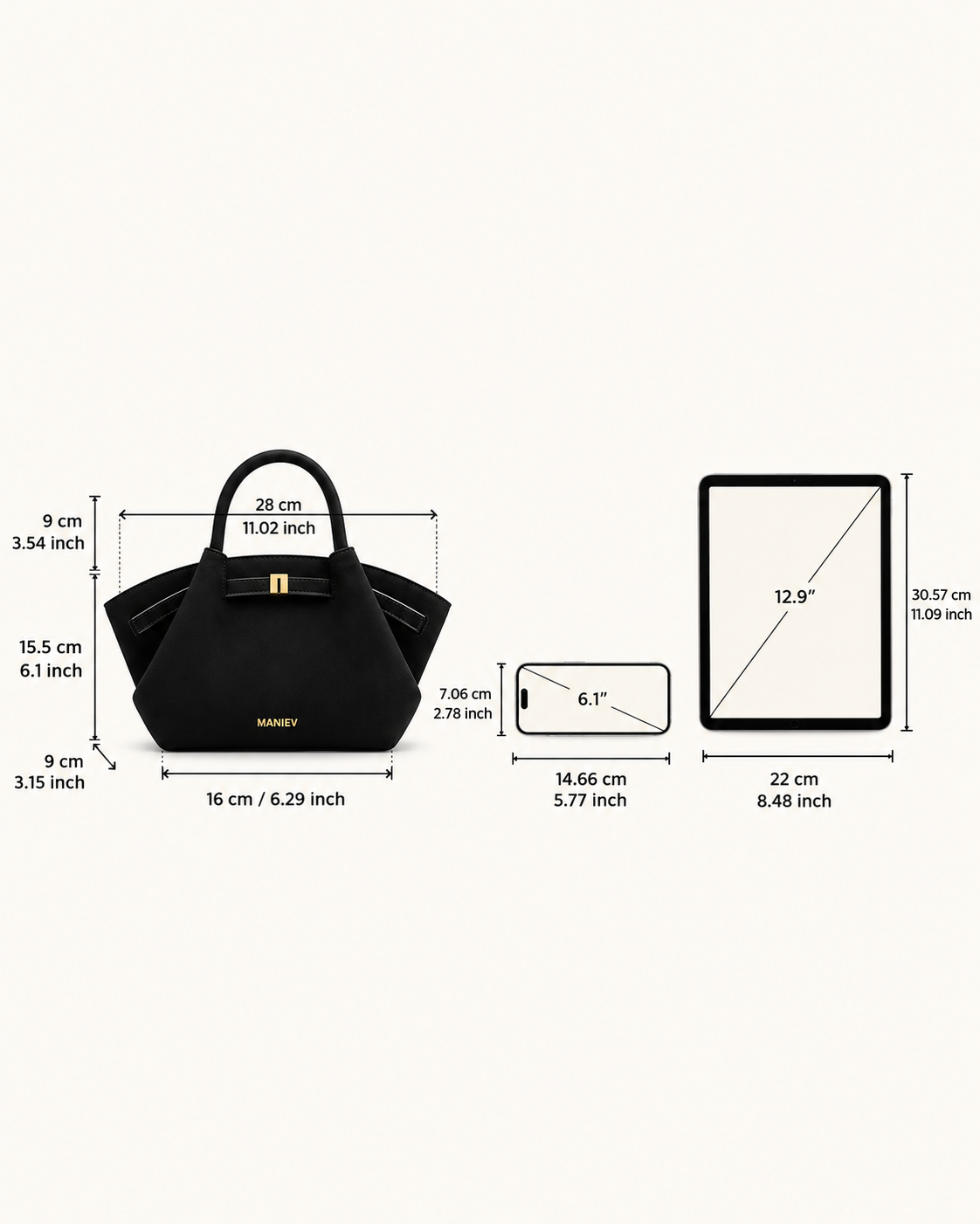Hana Mini Faux Suede Tote Bag - Black
