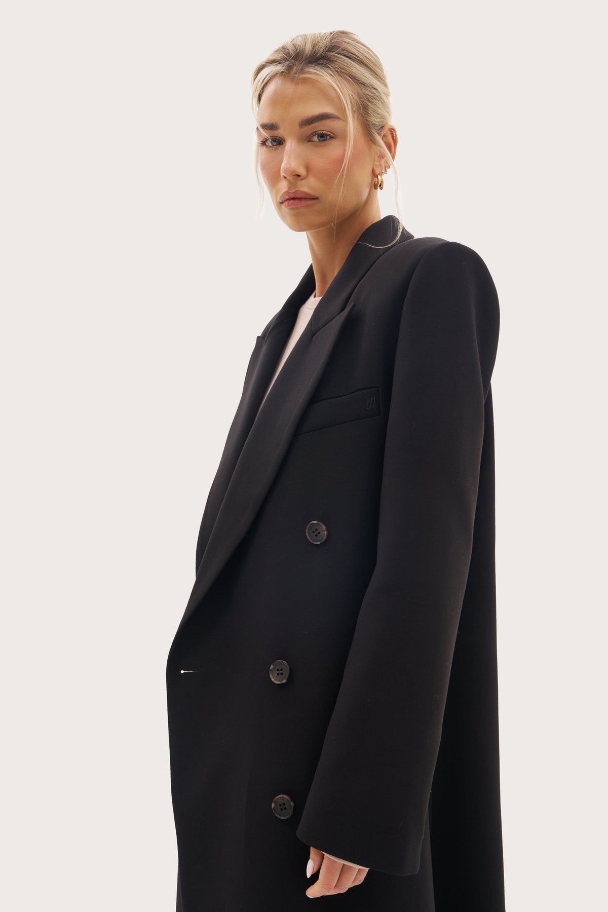 Mae Tailored Long Coat - Black