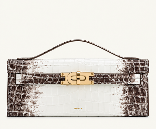 Bria Structured Top Handle Bag - White Croc