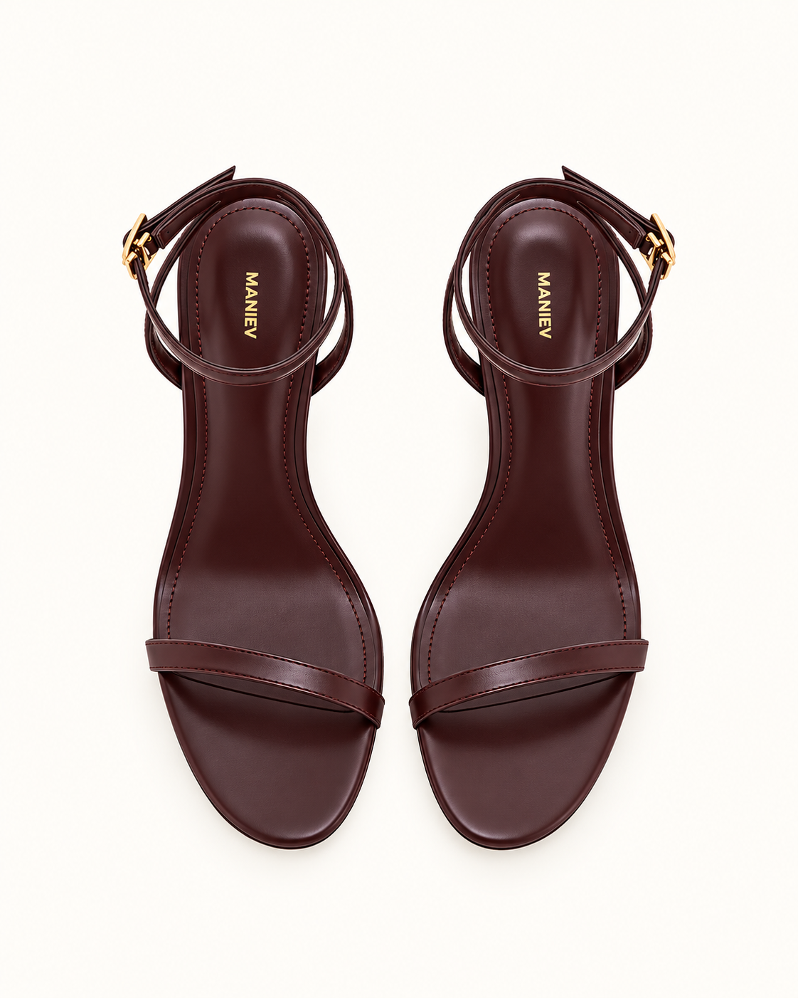 Alivia Gold Metal Heel Sandals - Claret Red