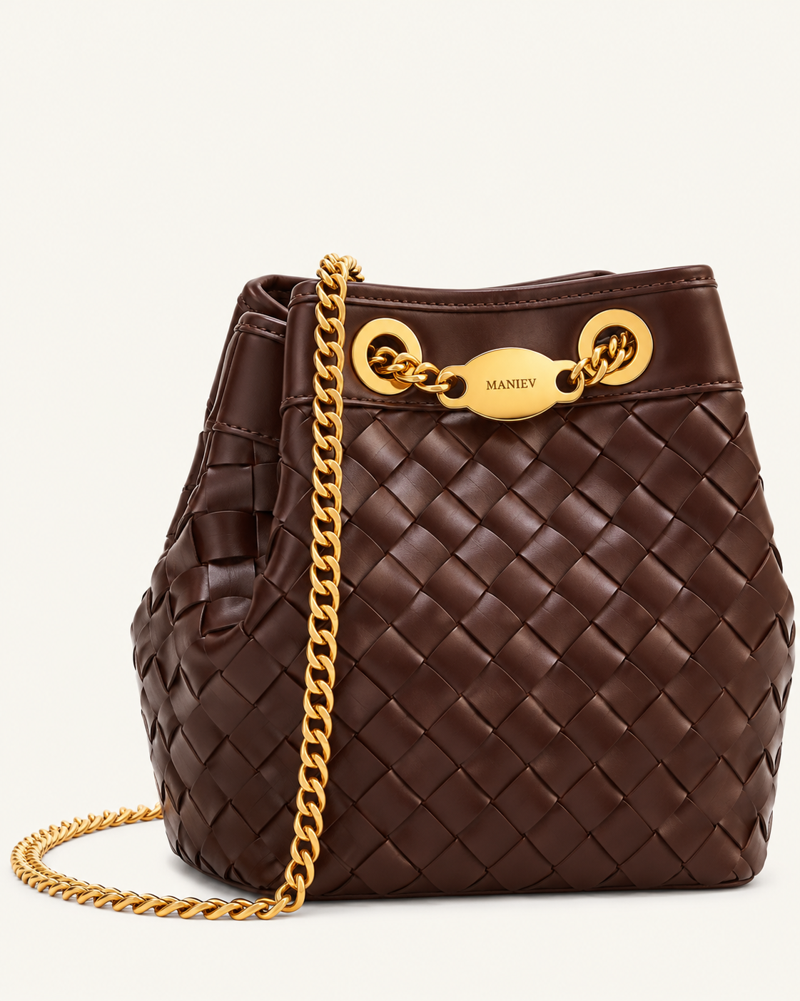 Yara Hand-Woven Bucket Bag - Dark Brown