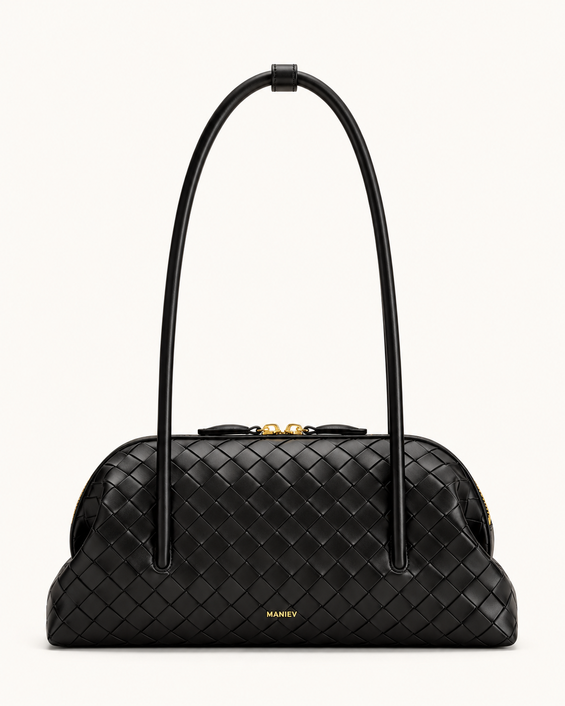 Aveline Woven Textured Shoulder Bag - Black