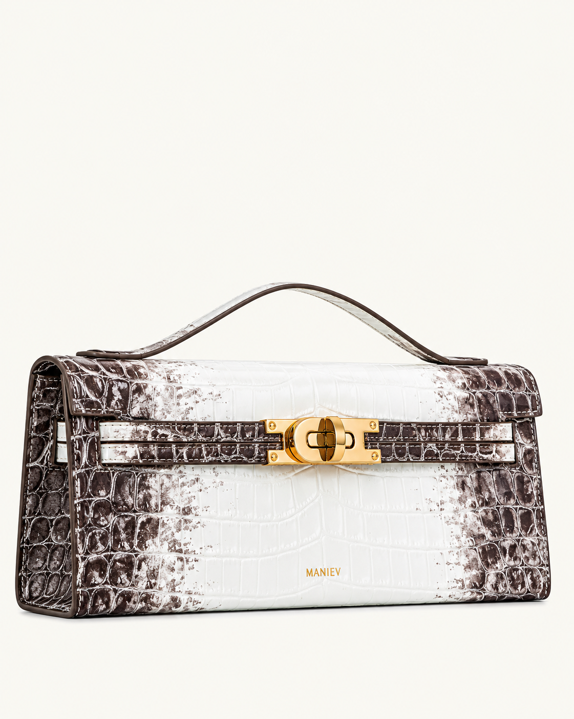 Bria Structured Top Handle Bag - White Croc