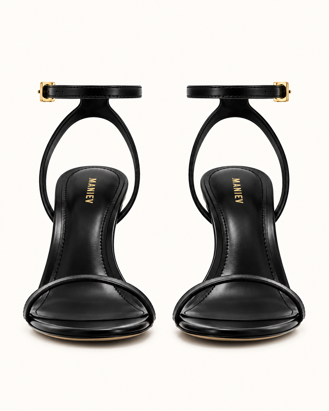 Alivia Gold Metal Heel Sandals - Black