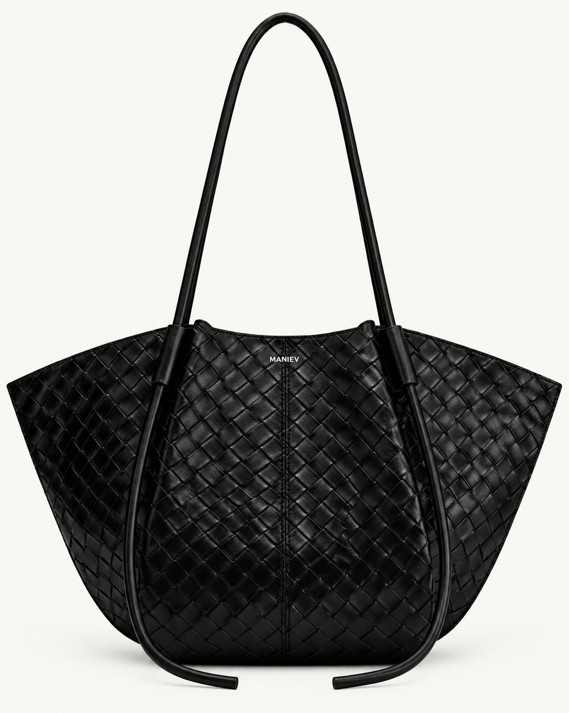 Nala Wide Weave Texture Tote Bag - Black