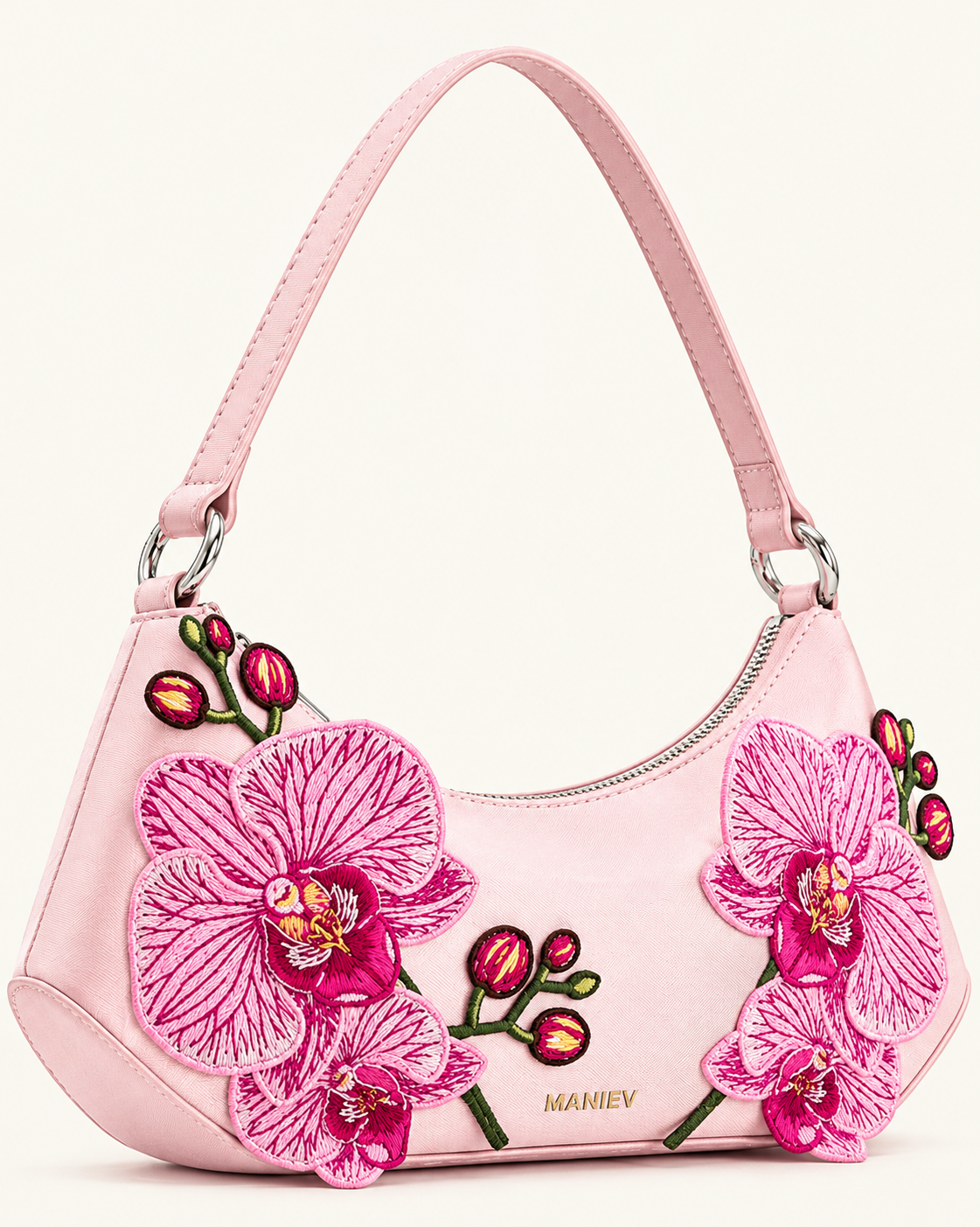 Lily Orchid Embroidered Shoulder Bag - Pink