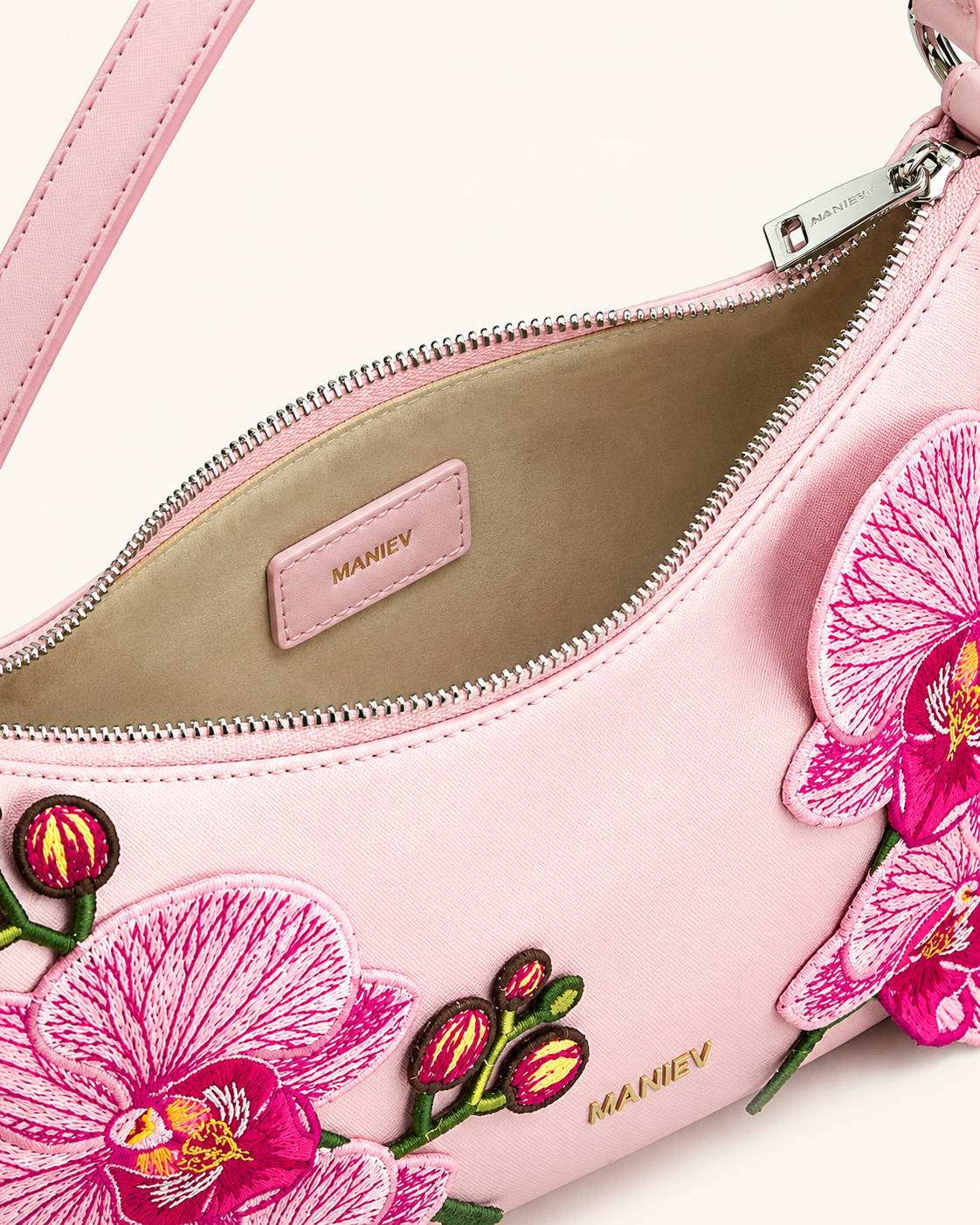 Lily Orchid Embroidered Shoulder Bag - Pink