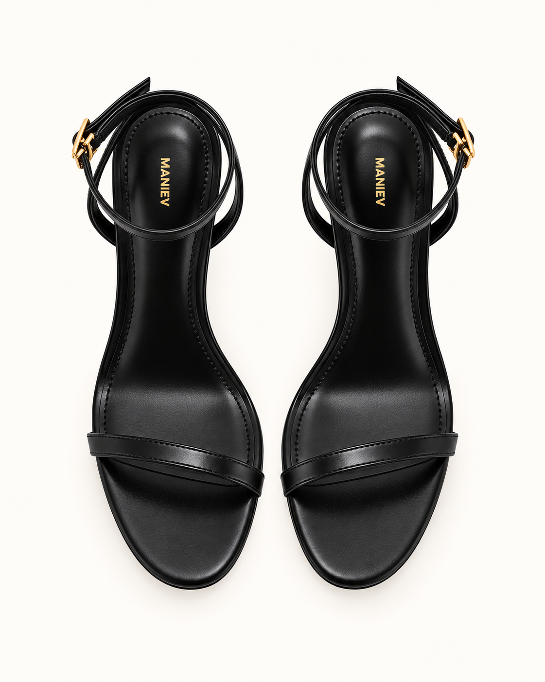 Alivia Gold Metal Heel Sandals - Black