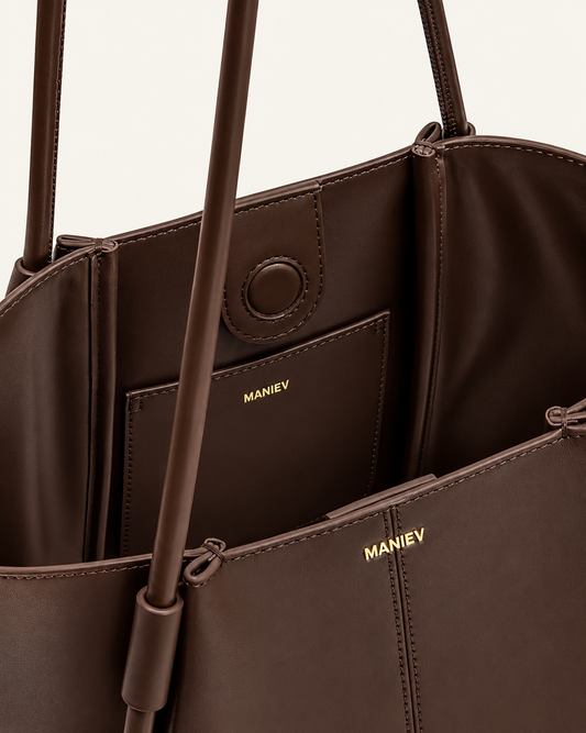 Nala Wide Tote Bag - Deep Brown